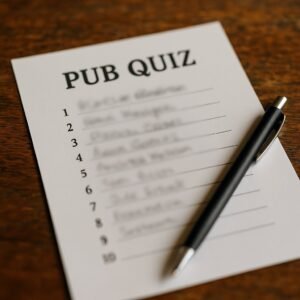 pub quiz answer sheet almost completed